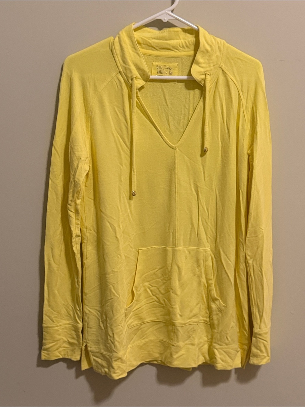 Lilly Pulitzer Yellow V-Neck Pullover Hoodie